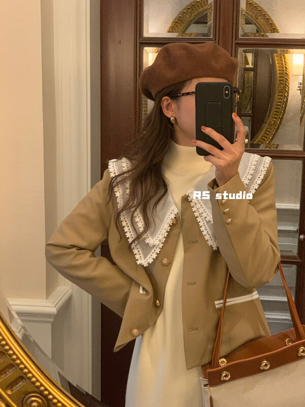 Autumn is new!【RS】Single-breasted color-blocking fashion short coat (only sells coats) RS2802# FHX