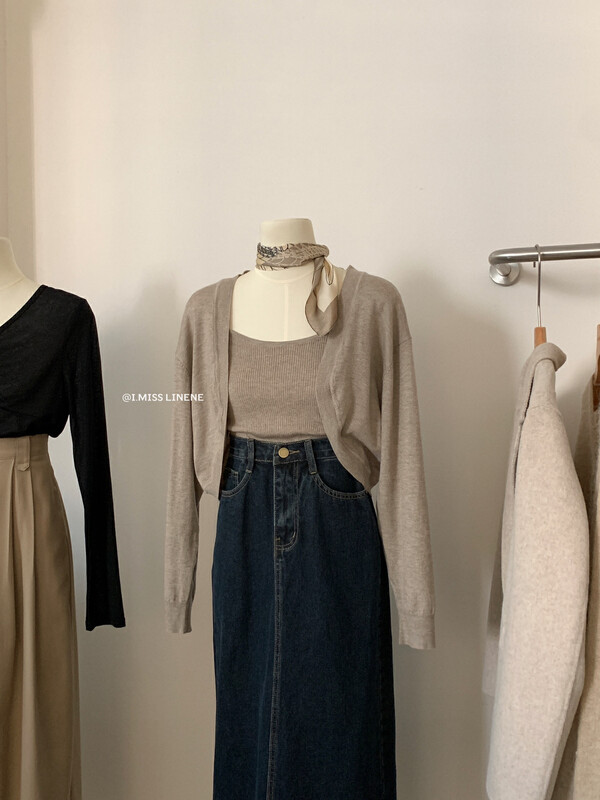 [IMISS] Korean simple and versatile knitted waistcoat cardigan top knitted cardigan QK0239