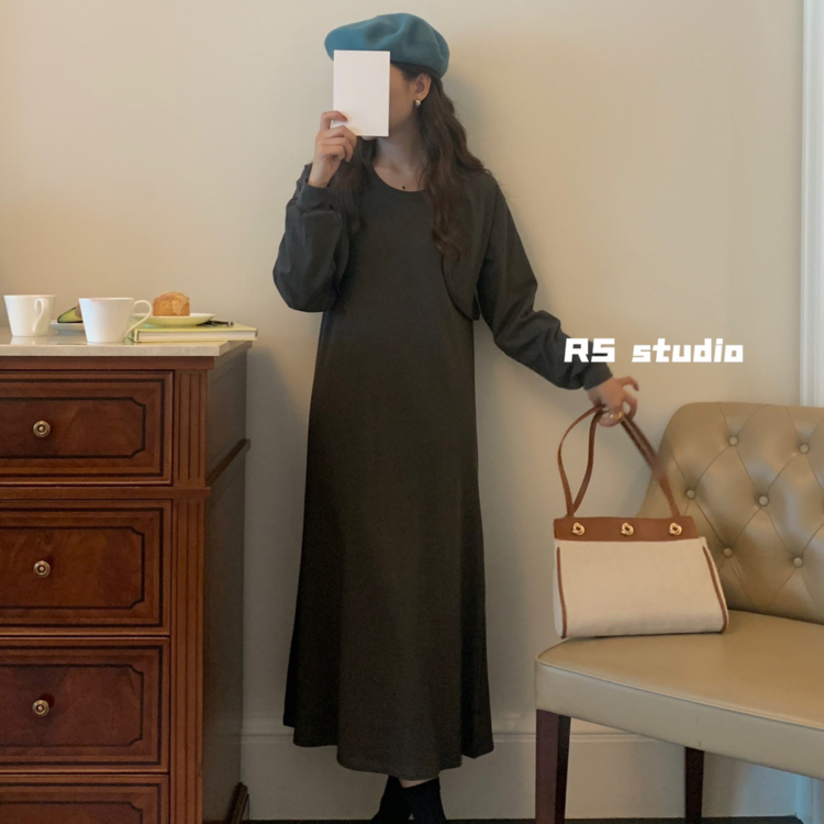 Autumn is new!【RS】Sleeveless vest dress + outer short shirt suit LL0033# FHX