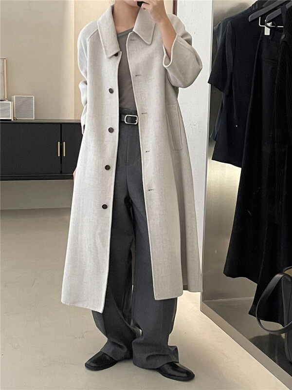 New in winter!【CLEAN SPACE】Single-breasted mid-length solid color double-sided woolen coat (80 wool, 20 tencel) YS1-29012A# CQW