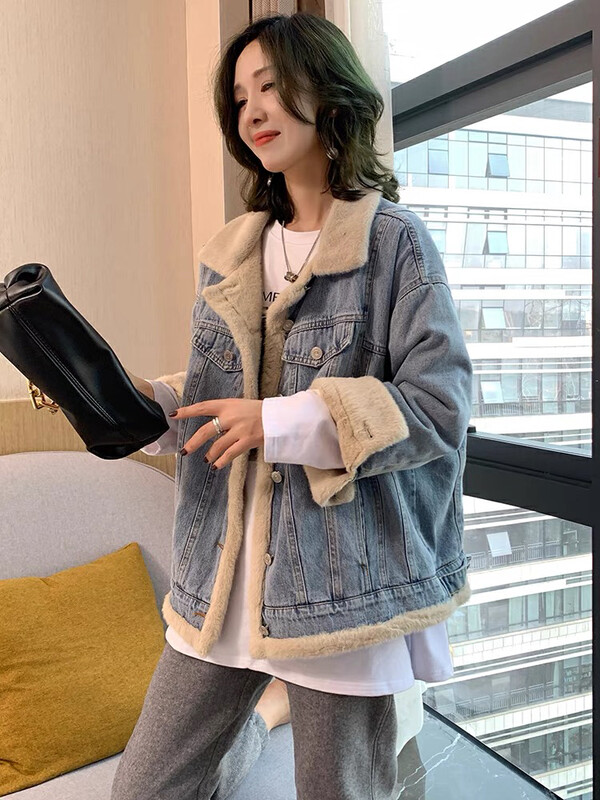 【KIKI STUDIO】Casual thickening woolen denim jacket 6985# HJY