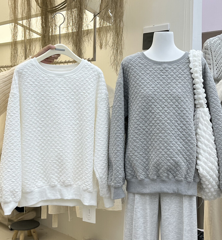 【RIN】Korean Lazy Style Bubble Cotton Loose Slim Sweater 21661