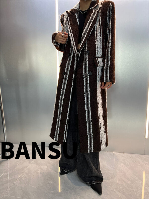 [Semi-plain] Vertical strip thickened all-match coat (excluding inner wear) A871# ZJY