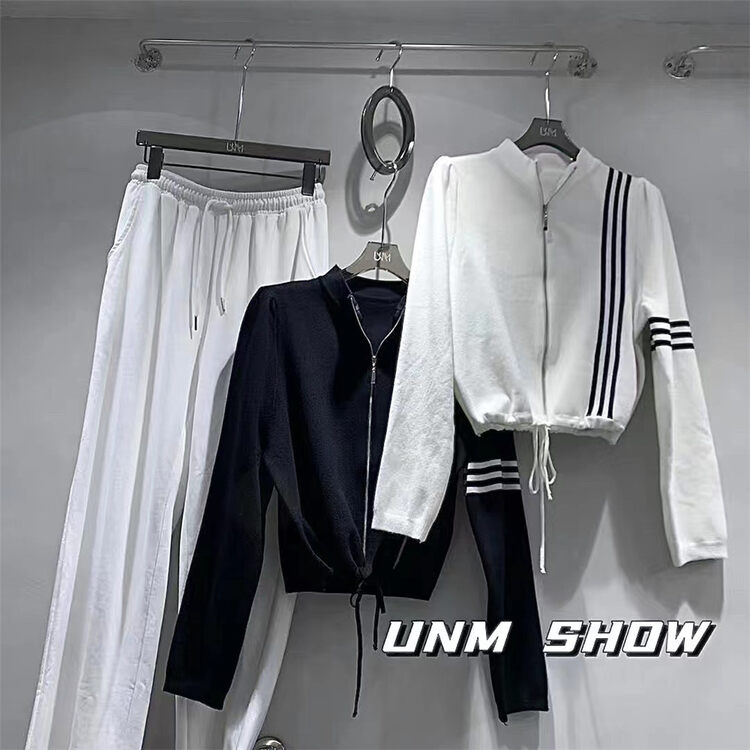 New in autumn! [UNM-SHOW] zipper striped Korean style short coat 6627# WTT