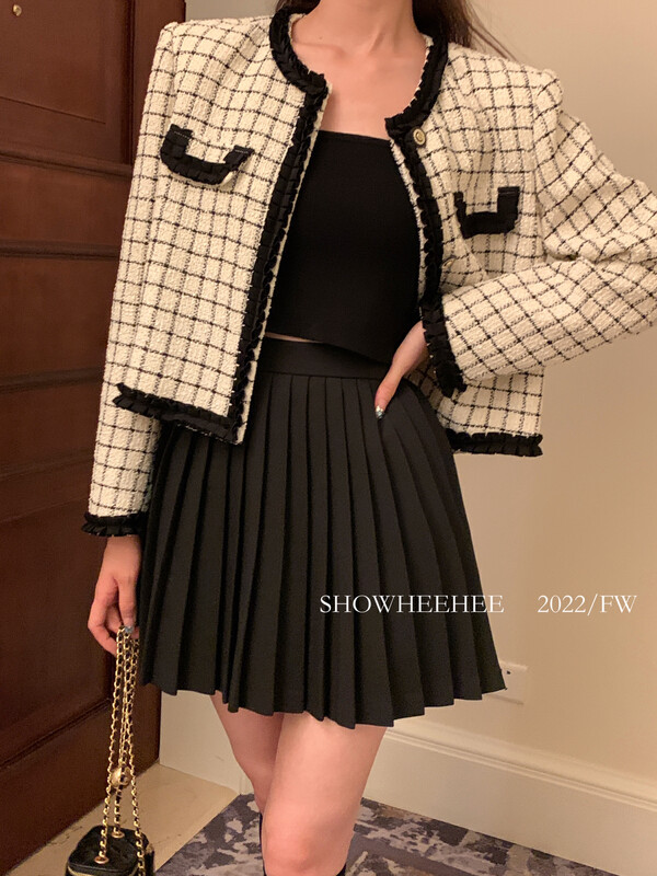 New in autumn! [Xiu Xixi] Korean version of simple high waist and thin A-line pleated skirt 19536# JHY