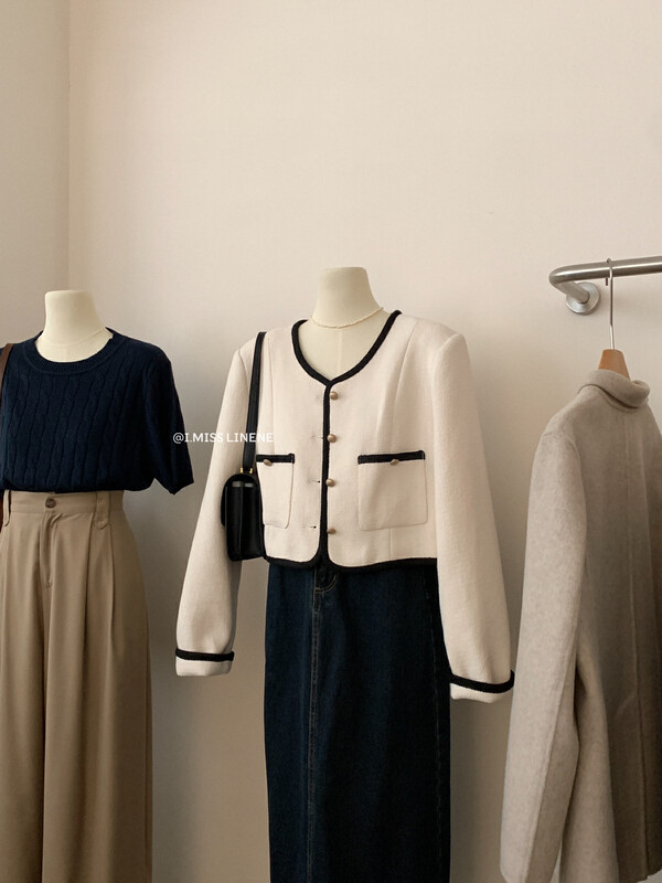 [IMISS] French high-end contrasting color short small fragrance coat short coat QK8096
