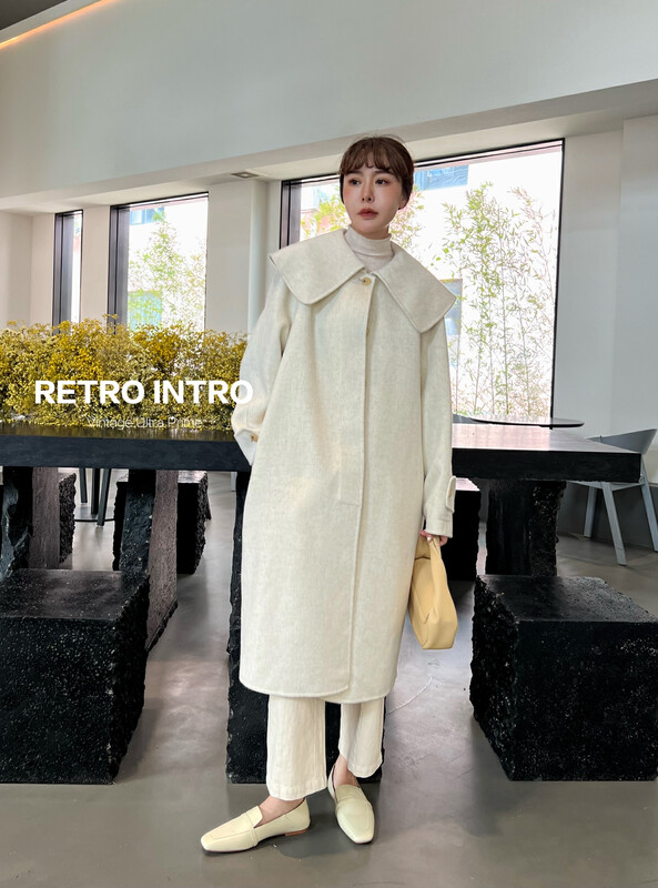 【RIN】Korean temperament and slim mid-length double-sided woolen coat RB2059
