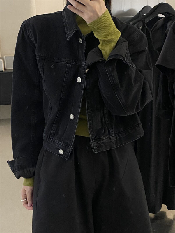 New in winter!【CLEAN SPACE】Simple and casual all-match short quilted denim jacket 33363# CQW