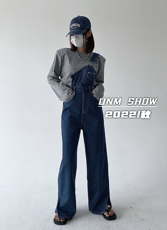 【UNM-SHOW】Single-shoulder camouflage wide-leg overalls 1322# WTT