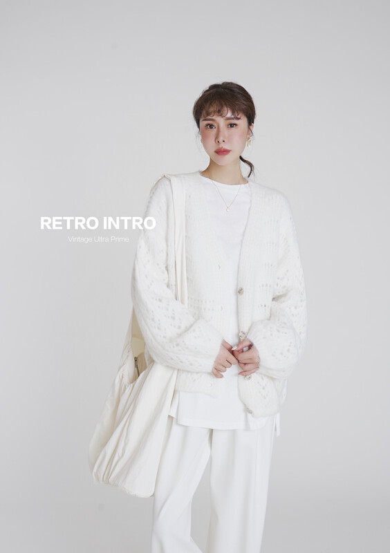 [RIN] Simple casual V-neck slimming cardigan knitted sweater RD2232