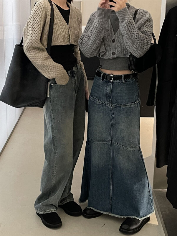 Autumn is new!【CLEAN SPACE】Korean slim fishtail denim skirt 33330# CQW