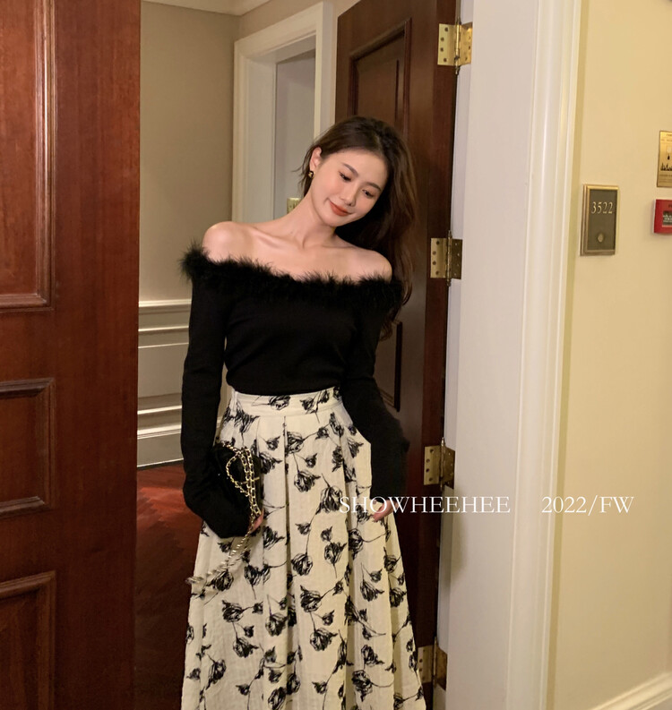 Autumn models are new! [Xiu Xixi] Pure Desire one-shoulder collar all-match knitted sweater 9275# JHY