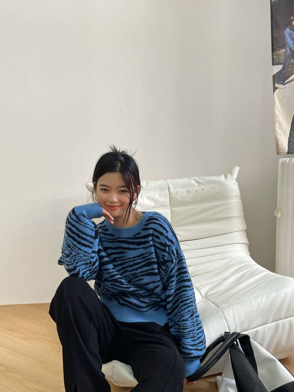 Original price 89.11! [ONIVINTAGE O'Neill] Zebra pattern loose sweater OL218N3654