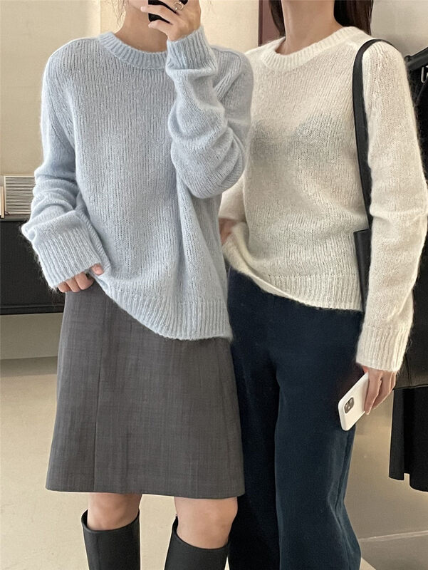 The main model, the model with closed eyes, a selection of ultra-positive Korean 18 colors [CLEAN SPACE] Korean version of the versatile pullover Western-style warm sweater 32398# CQW