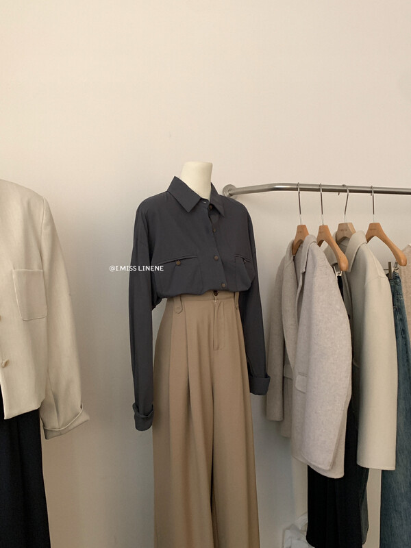 Original price 62.04! 【IMISS】Korean version casual pocket clean shirt top shirt QK3552# FHX
