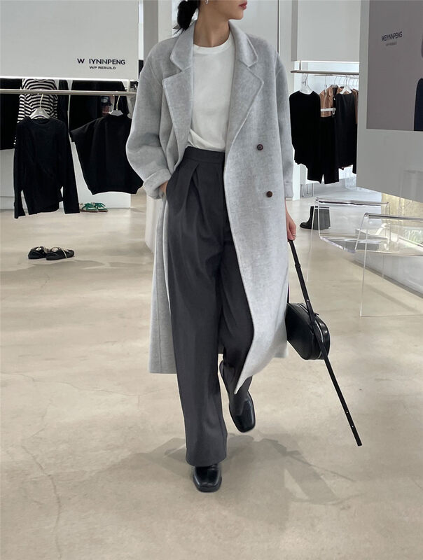 【CLEAN SPACE】Korean style loose high-quality long coat (with belt) (100 wool) YS1-29076# CQW