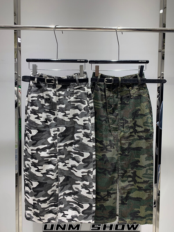 【UNM-SHOW】Korean Fashion Camouflage Denim Skirt (with Belt) 1303# WTT