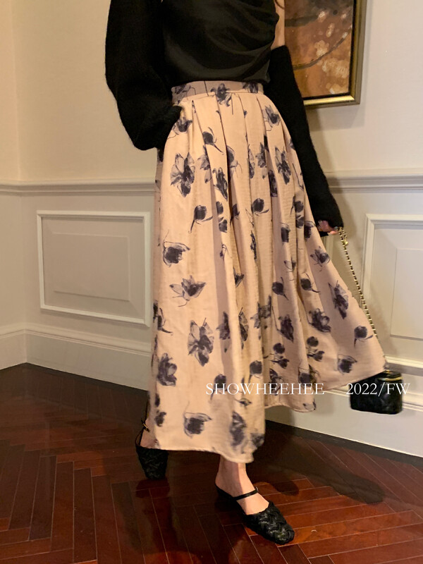 Autumn is new! [Xiu Xixi] New Chinese style wear high-quality ink and wash printed skirt 19567# JHY
