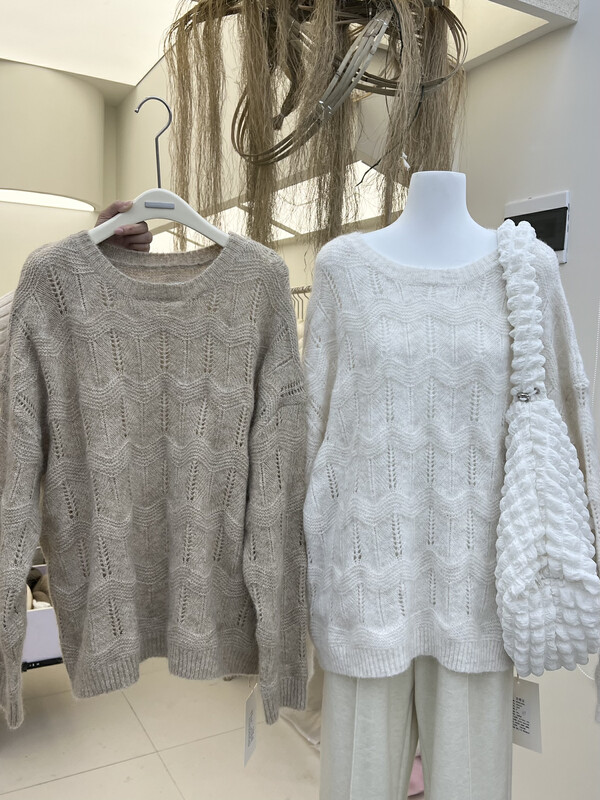 【RIN】Korean chic jacquard simple loose and slim sweater 2223