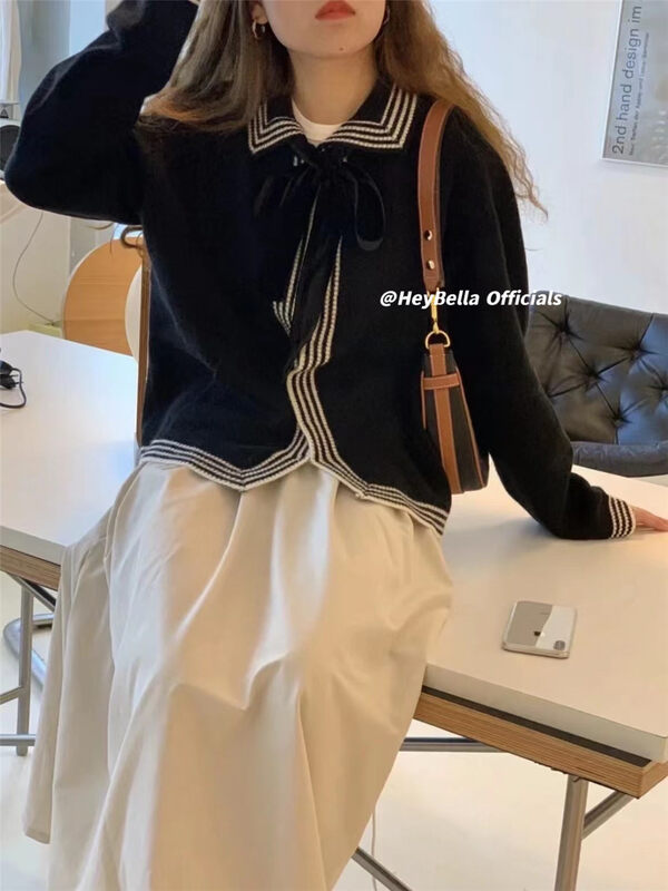 Original price 65.42! New for autumn! [HEY BELLA] Color-blocking fashion texture knitted cardigan (only cardigan) B9275# L