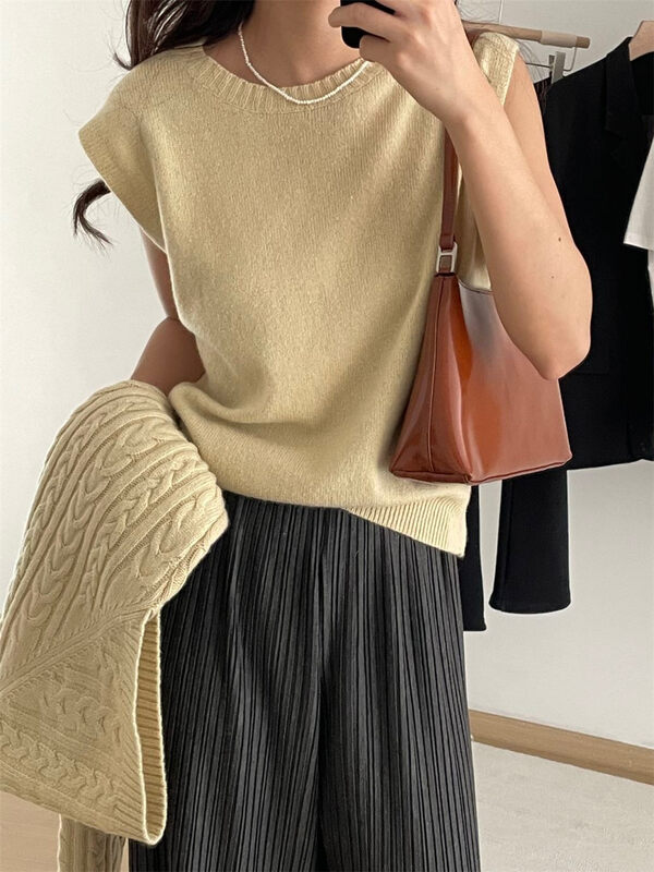 New in autumn! [CLEAN SPACE] solid color all-match round neck vest 32979# CQW