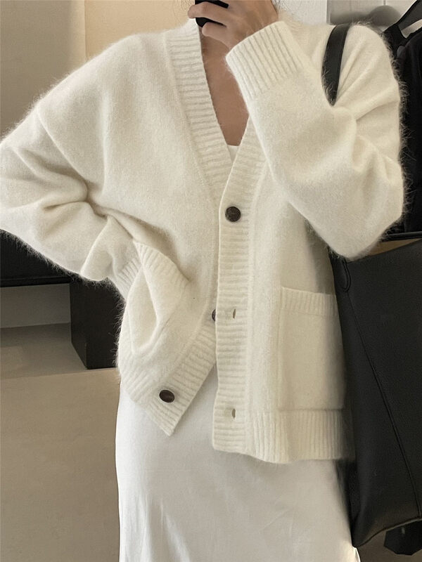 9 Colors Available【CLEAN SPACE】Simple Loose Lazy Wind Knit Cardigan (Containing 32% Wool) 33376# CQW