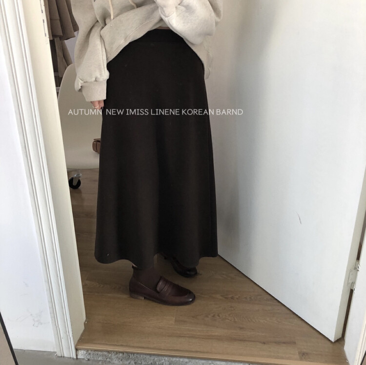 【IMISS】High waist and thin all-match woolen umbrella skirt skirt QK6109