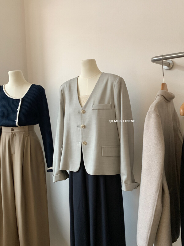 [IMISS] Premium v-neck single-breasted blazer suit QK3396