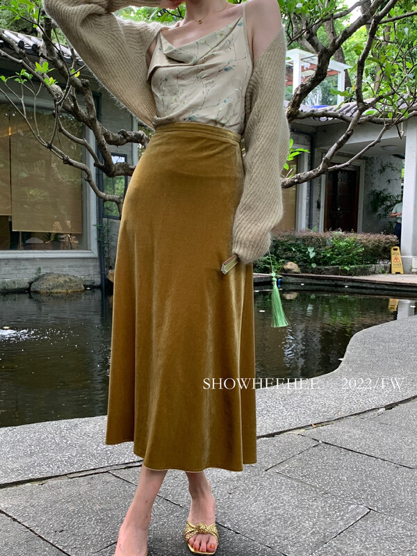 New in early autumn! [Xiu Xixi] New Chinese style velvet skirt 19568# JHY