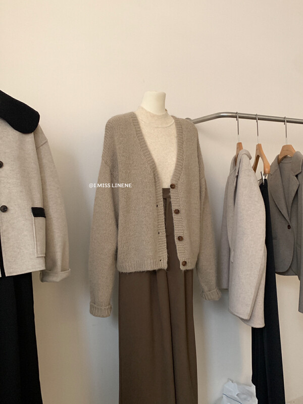 【IMISS】French gentle v-neck wool knitted cardigan top sweater QK903