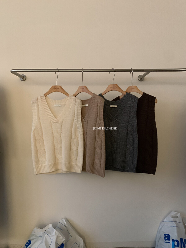 【IMISS】Korean version of simple twist knitted vest vest QK995# FHX