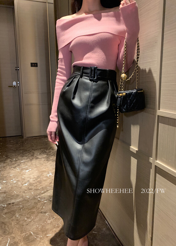 New in winter! [Xiu Xixi] Temperament light and familiar high-end PU leather high-waist skirt (with belt) 19587# JHY