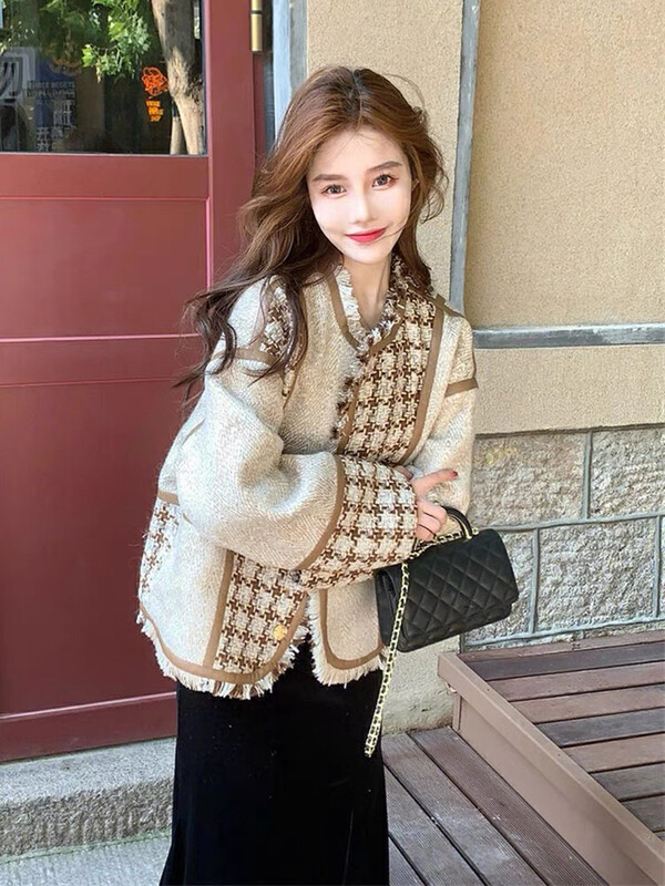 New in winter!【KIKI STUDIO】Celebrity retro small fragrance short coat 6907# HJY