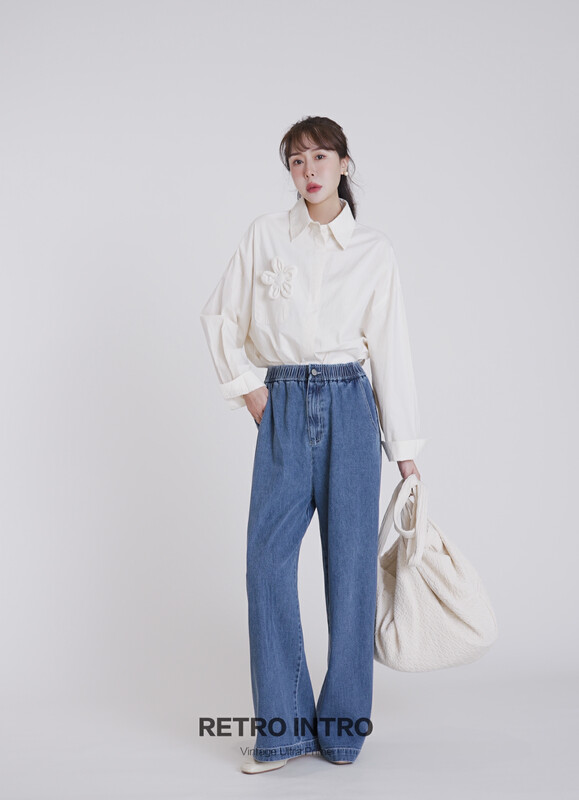 【RIN】All-match commuter style loose wide-leg jeans R21581