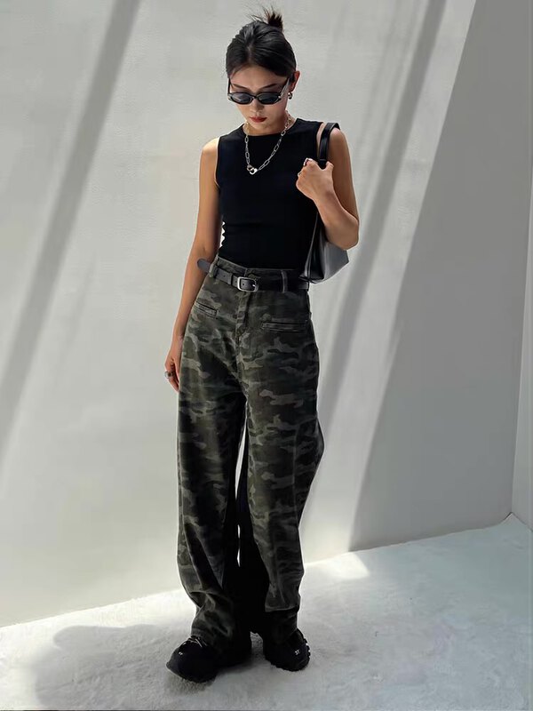 New in early autumn! [TAN] Personalized camouflage pocket jeans P3229# JJ