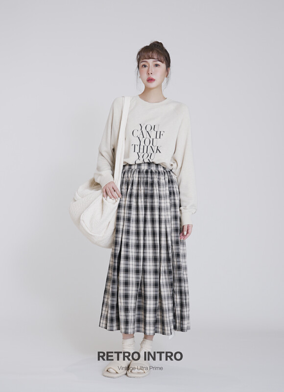 Original price 98.99! [RIN] Simple and casual Korean commuter plaid skirt R21567
