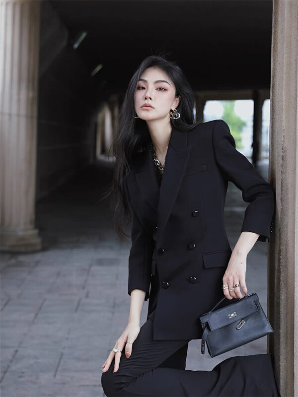 New in autumn! [TAN] High-quality and fashionable double-breasted mid-length suit C3173# JJ