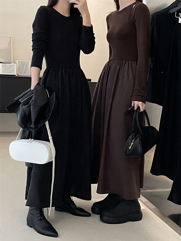 [CLEAN SPACE] slim waist high-quality texture dress 33730