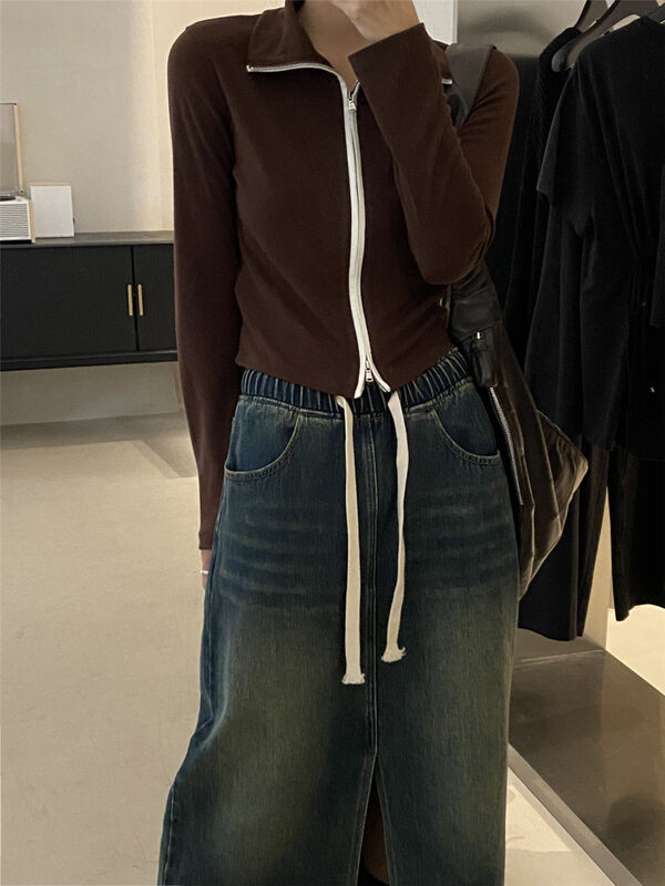 Autumn is new!【CLEAN SPACE】Korean color matching design slim short knitted cardigan 33339# CQW