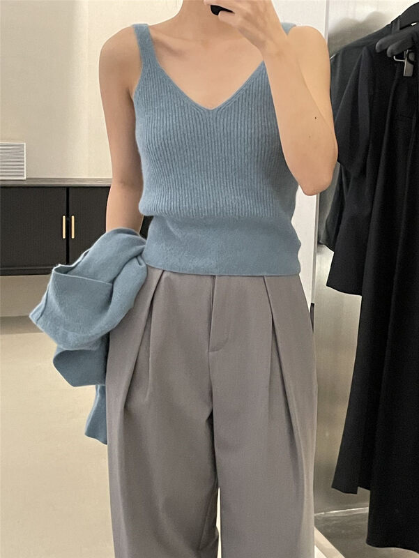 Custom Fabric【CLEAN SPACE】Solid Color Slim Fit Comfortable Vest/Suspender (Excluding Cardigan 41% Wool, 35% Raccoon Hair) 33086A# CQW
