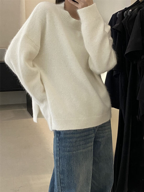 【CLEAN SPACE】Solid color texture all-match short warm sweater (including 32% wool, 32% rabbit hair) 33378# CQW
