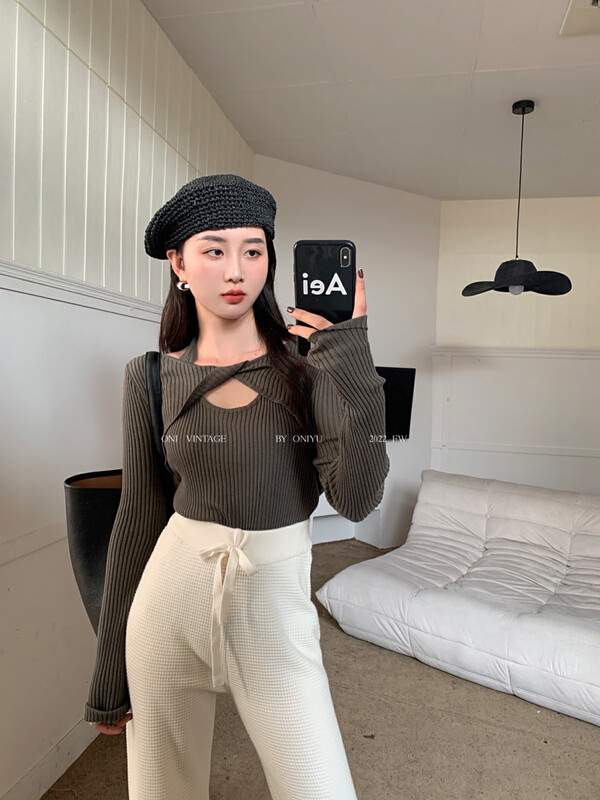 [ONIVINTAGE O'Neill] halter neck design top knitted sweater OW226M6054