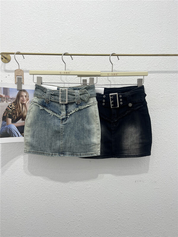 Autumn is new! [U.SHE] High waist slim skirt (with belt) 39299# JJ