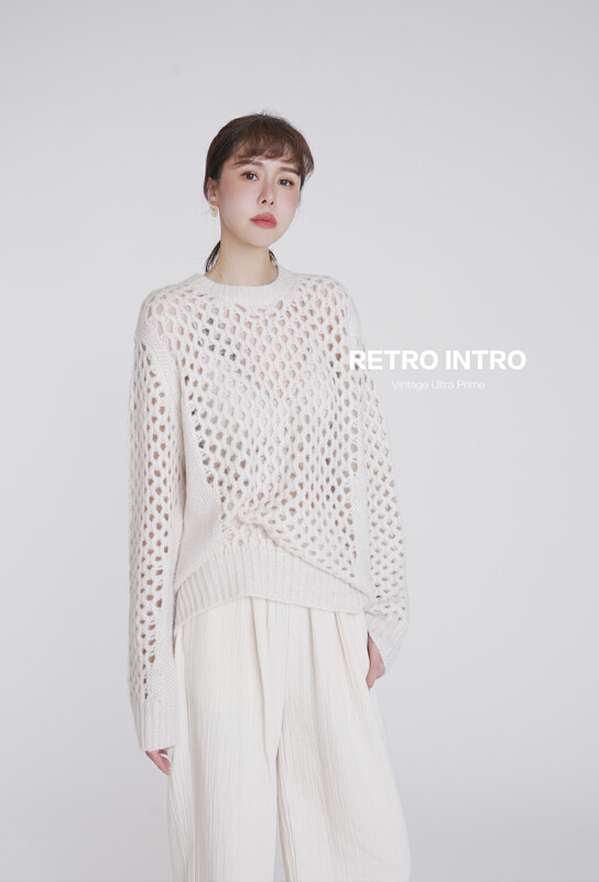 Original price 107.99! [RIN] Casual Simple Hollow Design Loose Knit Sweater R2256