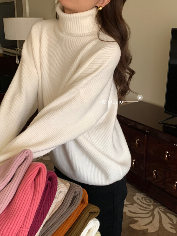 【RS】Lazy Loose Turtleneck Pullover Warm Sweater M2395# FHX