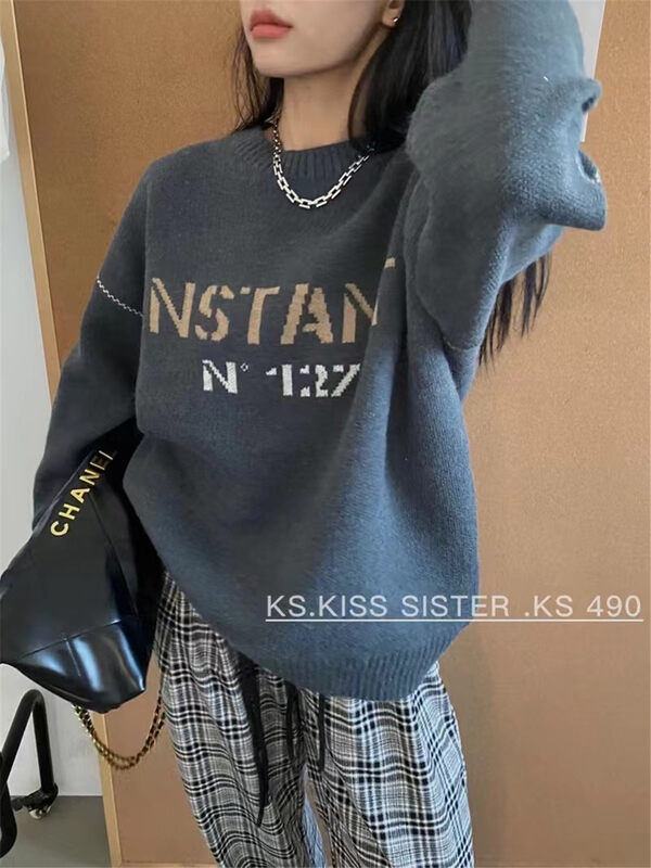Original price 50.76! New in winter! [UNM-SHOW] Simple Korean version of all-match alphabet shirt 6730# WTT