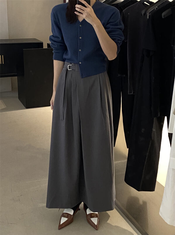 New in autumn!【CLEAN SPACE】Korean high waist loose pleated skirt 33715# CQW