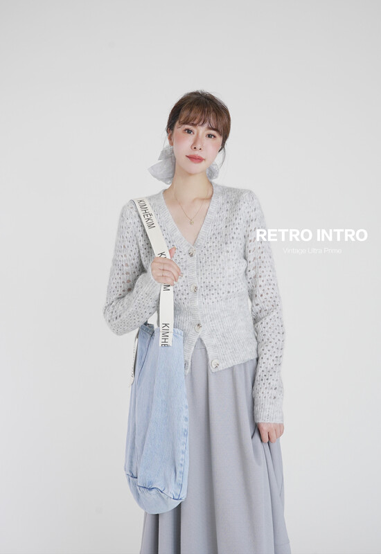 [RIN] Simple and casual all-match V-neck cardigan knitted sweater RD2220