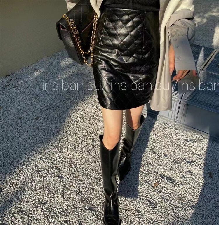 [Half plain] Lingge fashion retro slim skirt J975# ZJY