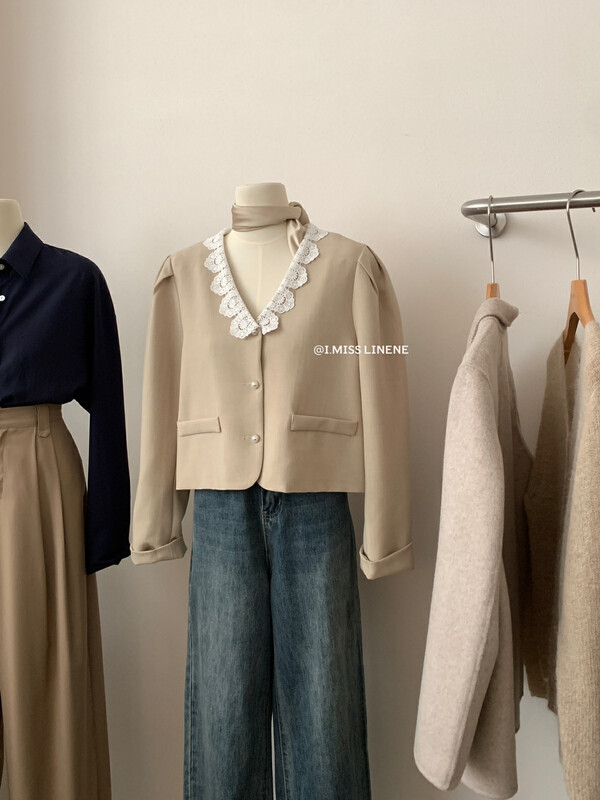 【IMISS】French high-quality lace collar suit jacket short coat QK6367# FHX